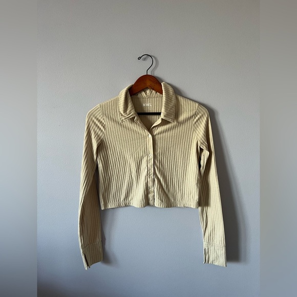 Madewell Tops - Cream Ribbed Button Down Shirt